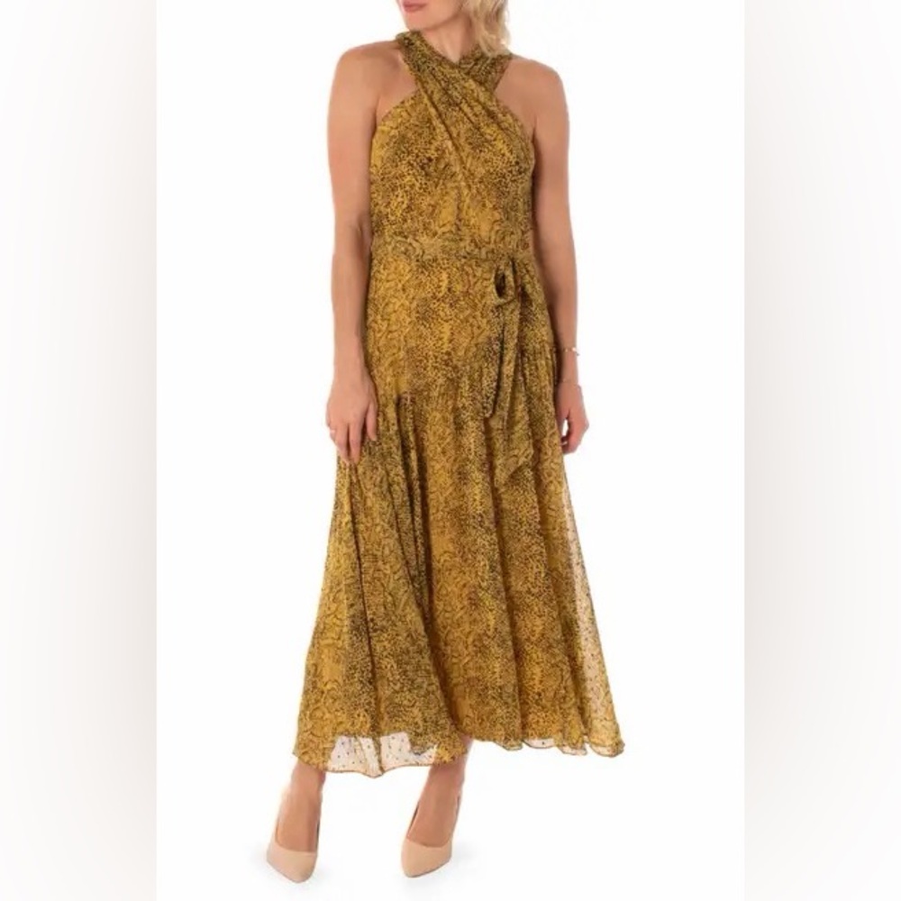 Free ship! Taylor Dresses Crisscross/Halter Snakeskin Print Maxi Dress Size 2